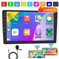 10.1" Android 15 WiFi Double 2DIN Car Radio Stereo CarPlay GPS 32GB MIC
