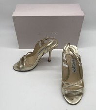 Jimmy Choo metallic gold leather slingback heel sandal sz 36