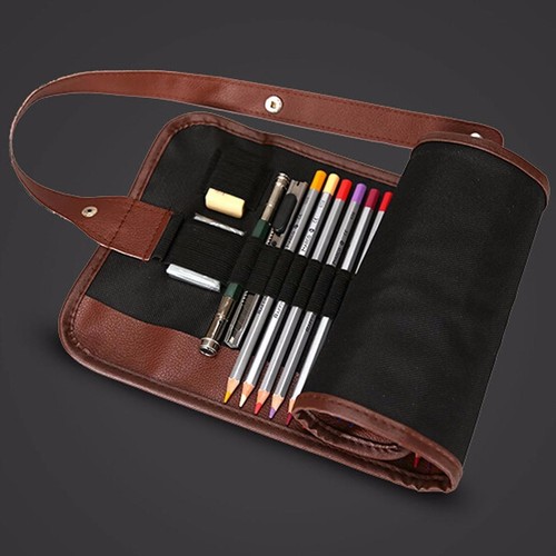 36/48/72 Ranuras Enrollable Envoltura Lona Lápiz Pincel Estuche Dibujos Soporte Bolsas - Imagen 1 de 14
