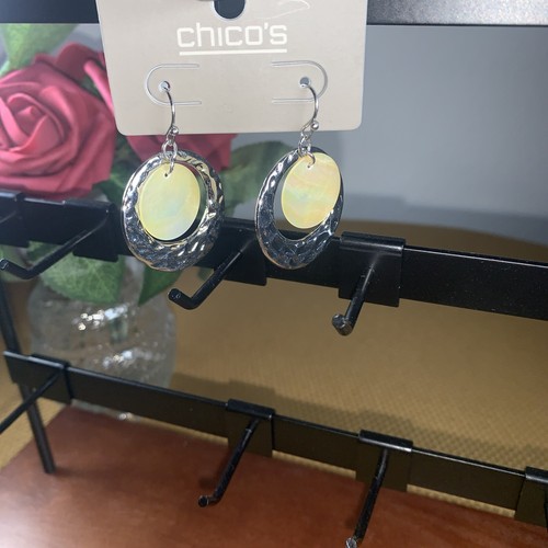 chicos hoop earrings Yellow Insert Goldtone Outer Hoop