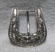 Large Silver Western Rhinestone Filled Replacement Belt Buckle Great Condition