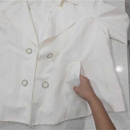 NWT Kasper Faux Double Breasted Linen Jacket Blazer White Ivory 3/4 Sleeve 18W - Picture 7 of 13