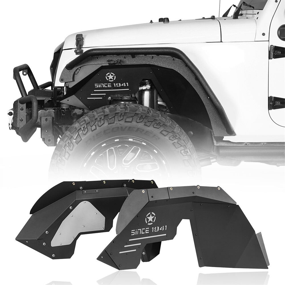 Pair Aluminum Front Inner Fender Wheel Well Liners Fit 07-18 Jeep Wrangler JK