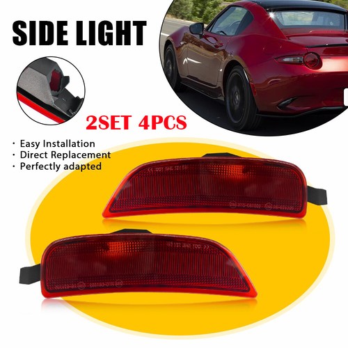 4PCS Red Lens Rear Side Marker Light Housings For 2016-2023 Mazda Miata MX-5 EAW