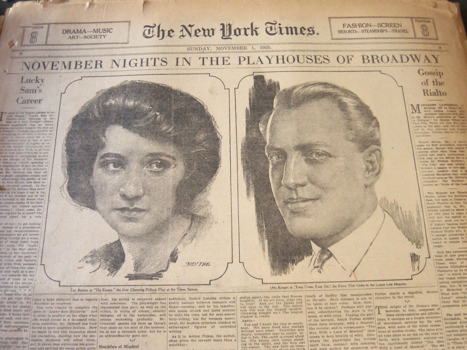 1925 NEW YORK TIMES SUNDAY DRAMA SECTIONS LOT OF 29 GREAT ILLUS