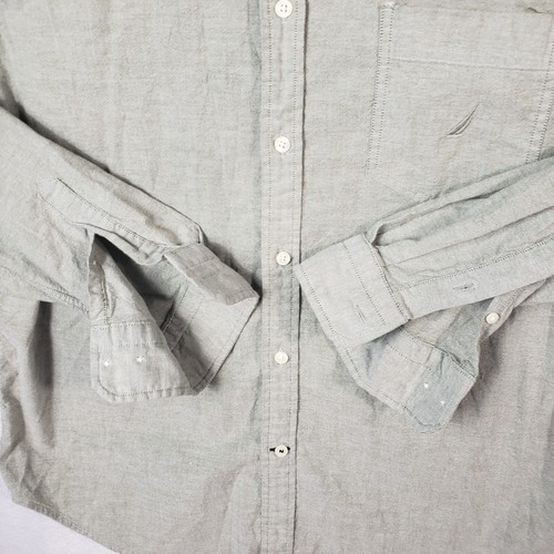 Nautica Dress Shirt Mens XL XLarge Gray Classic Fit Long Sleeve Button Up - Picture 3 of 11