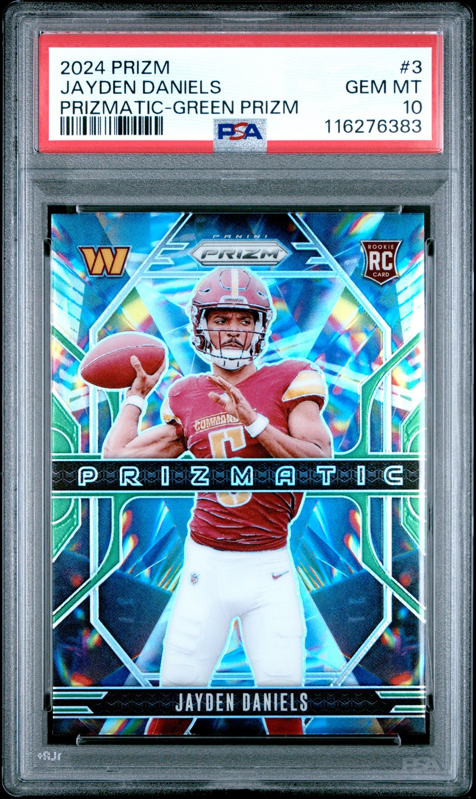 2024 Panini Prizm Prizmatic #3 Jayden Daniels Prizmatic-Green Prizm PSA 10