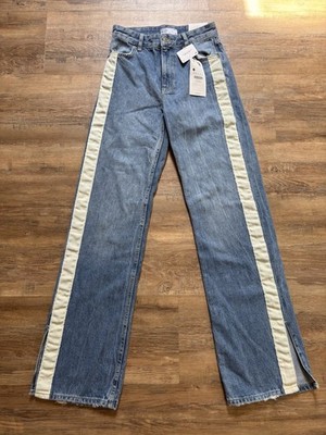 Bershka High Waist Straight Hose Lang  (Gr.32) Blau Damen