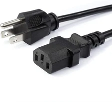 3 Prong AC Power Cord - NEMA 5-15P to C13, 18 AWG, NOT EXTENSION, Black, 3 Feet