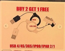 Image of USB Type A to 30-Pin Cable for iPhone 4/4S/3GS, iPad 2/1, Black/White