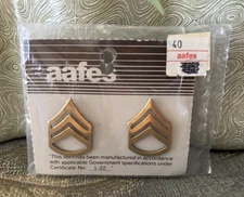 US Army Staff Sergeant Chevron gold-Tone Pins from aafes-Late 1980s 