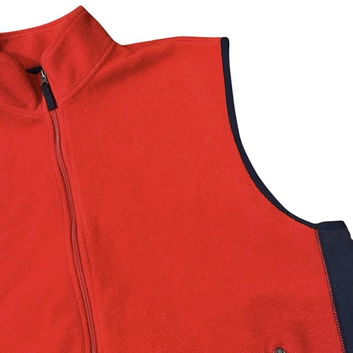 Vintage 90s Y2K GAP Sherpa Fleece Vest Zipper 2XL Red Navy XXL Back Pouch Pocket - Picture 3 of 11