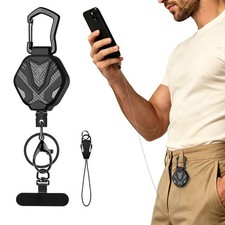 Anti Theft Phone Strap with Interval Locking, Retractable Steel Cell Phone La...