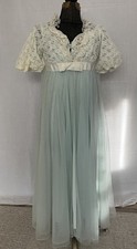 Vintage 60  s Radcliffe Peignoir Set Nightgown  Robe Mint Blue with Cream Lace