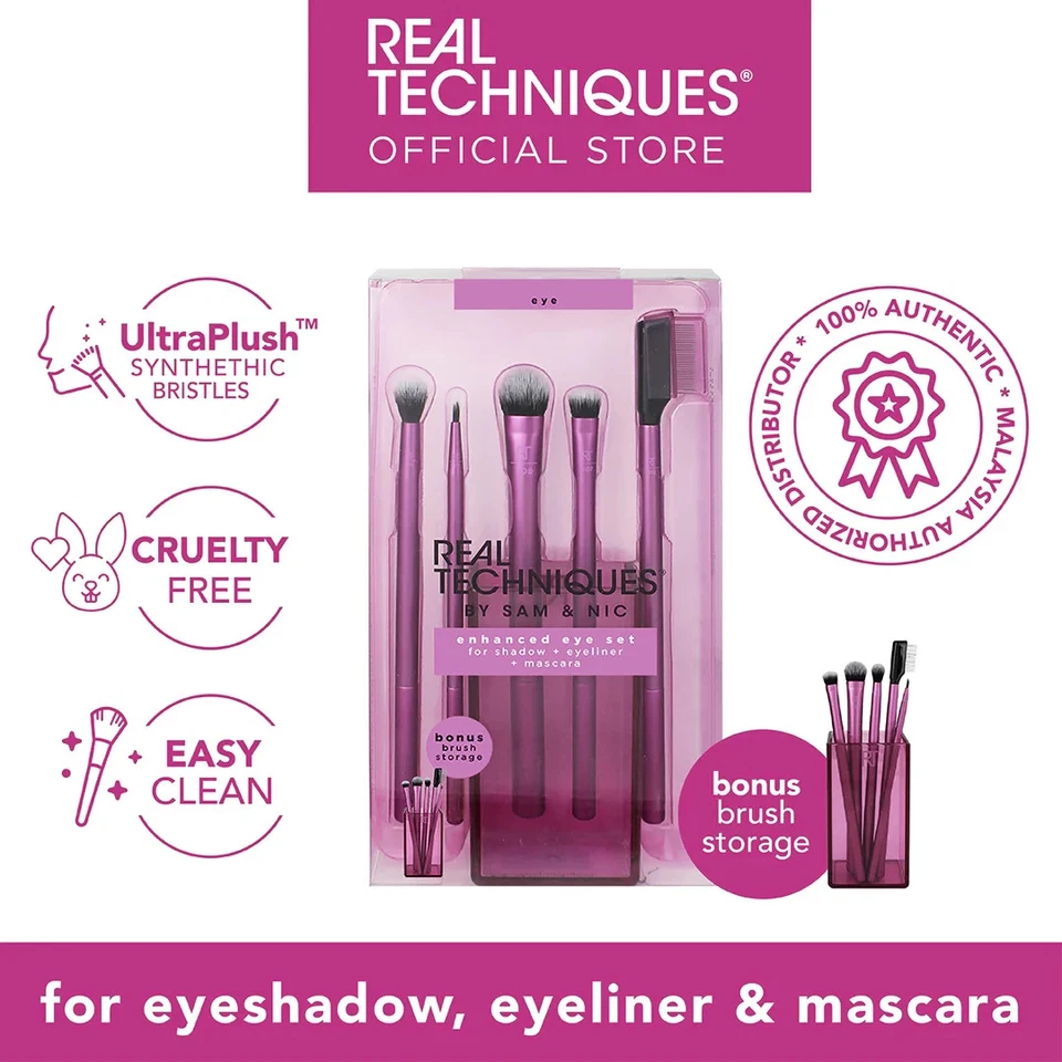 REAL TECHNIQUES Enhanced Eye Set Brush Cup RT-91534 shadow eyeliner mascara 6pcs - Image 3 of 4
