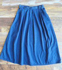 Vintge'80s Calvin Klein Made in USA Midi Pleated A-Line Denim Skirt Pocket Sz.12
