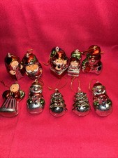 Set of 10 Shatterproof Christmas Ornaments Festive Mixed Designs: Santa, Trees