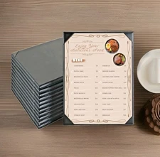 FLKQC Restaurant Menu Wine List Covers Holders 2x 12-Packs 8.5x11 Black 24 TOTAL