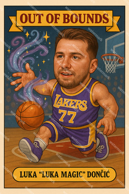 GX346 Luka Doncic LA Lakers Out of Bounds 4x6 12x18 16x24 Photo