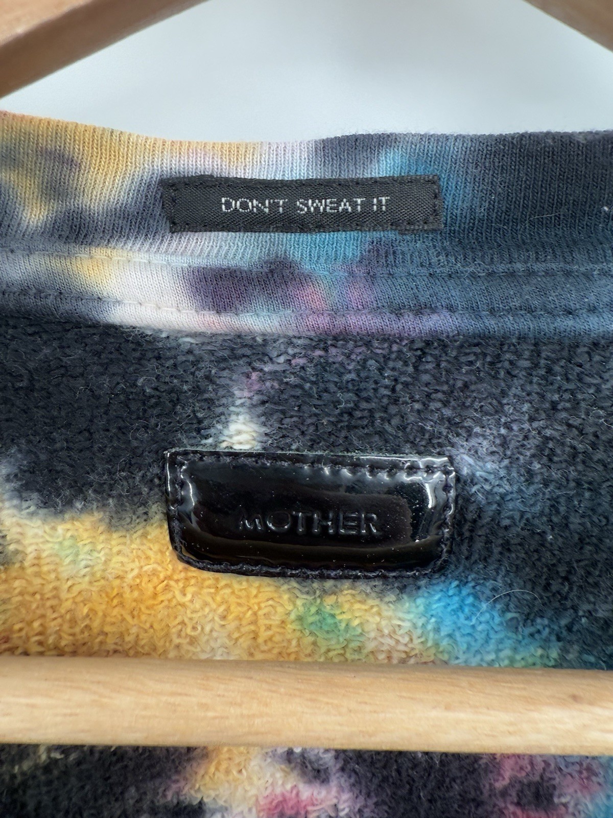 MOTHER The Square Sweatshirt Medium Crewneck Tie Dye Pullover Vertigo Black