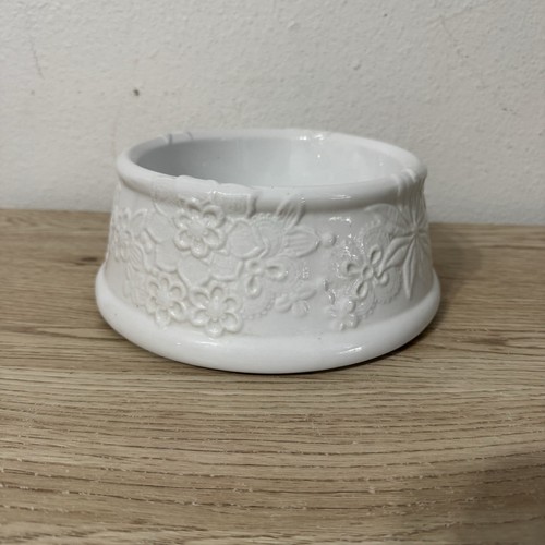 Oscar de La Renta White Floral Ceramic Dog Food Water Bowl