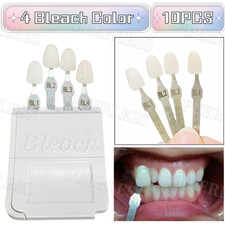10Pc 4-Color Dental Bleached Shade Guide Bleach Chart Teeth Whitening Based Vita