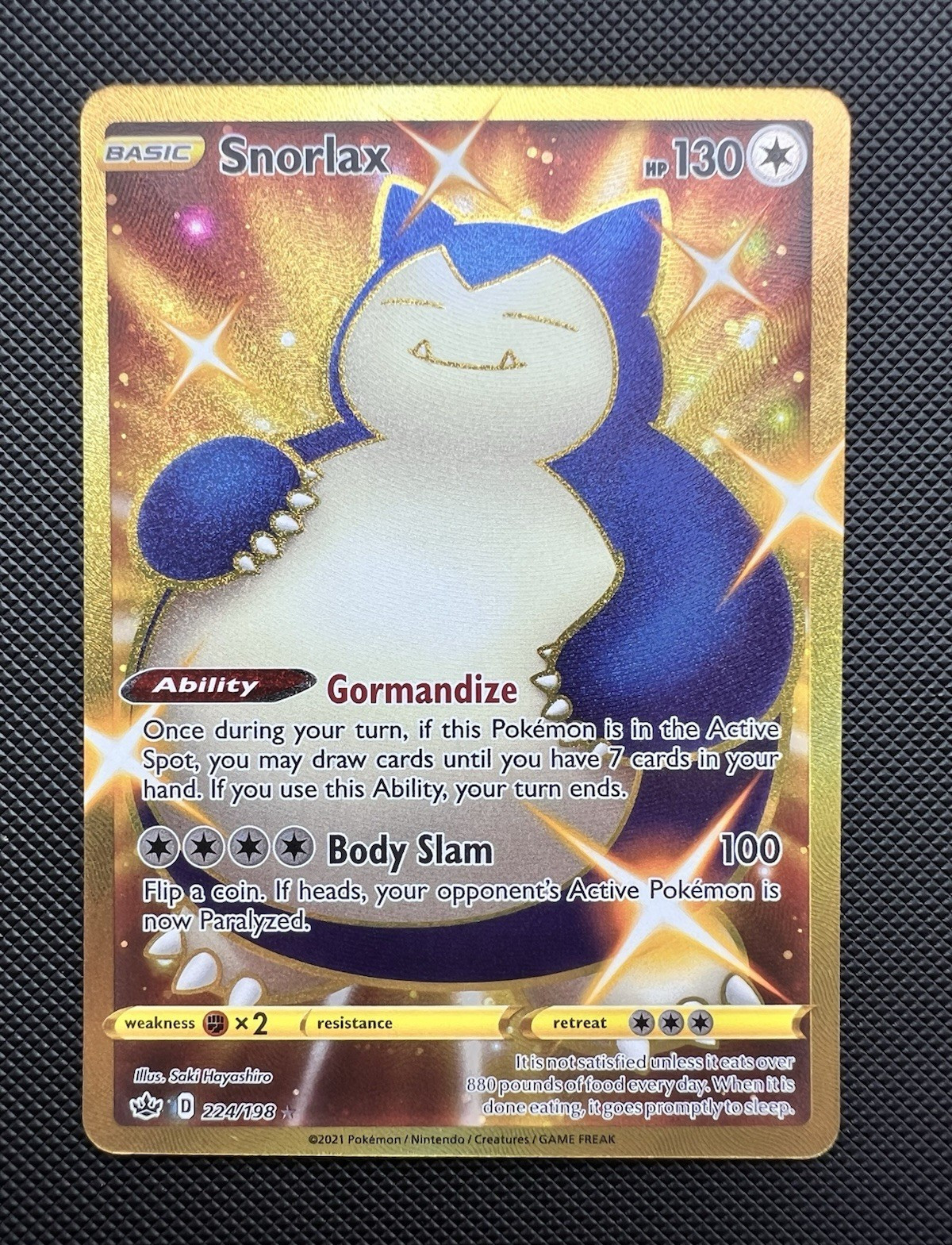 Snorlax Secret Rare 224/198 Chilling Reign