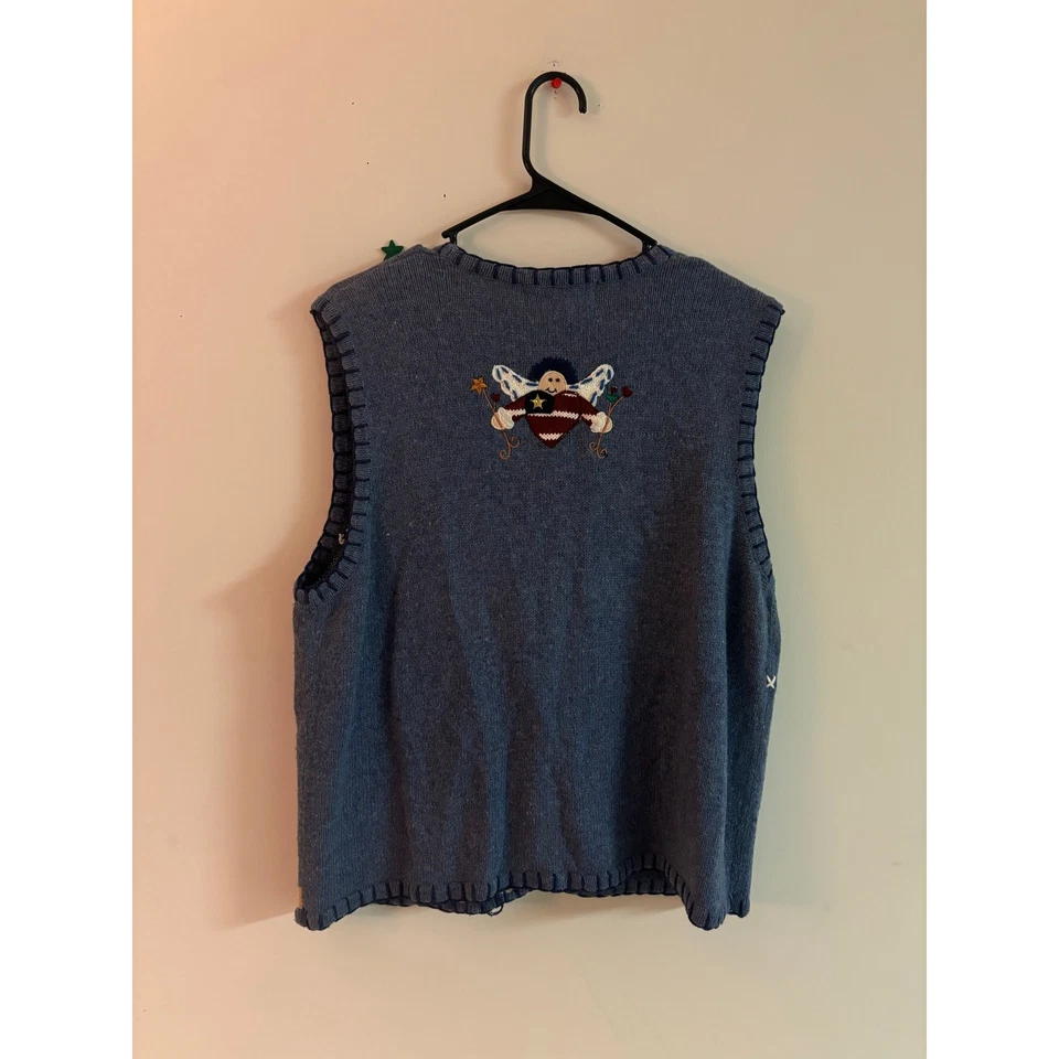 Colete Suéter de Natal Segue Noel Feminino Grande Malha de Férias Feio EUA Patriótico - Imagem 2 de 4