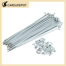 1Set 12G 159mm Length Bicycle Spokes Nipple Carbon Steel Galvanized Silver Tone