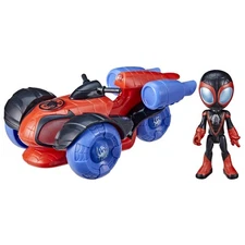 Glow Tech Techno-Racer Toy Car with Miles Morales Spider-Man Action Figure, M...