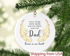 Loss of Father Sympathy Ornament Condolence Gift Idea Dads Gold Angel Wings D...
