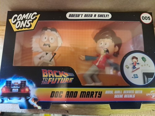 BACK TO THE FUTURE COMIC ONS DOC & MARTY VINYL FIGURE WALL DECALS NEW - Picture 1 of 2