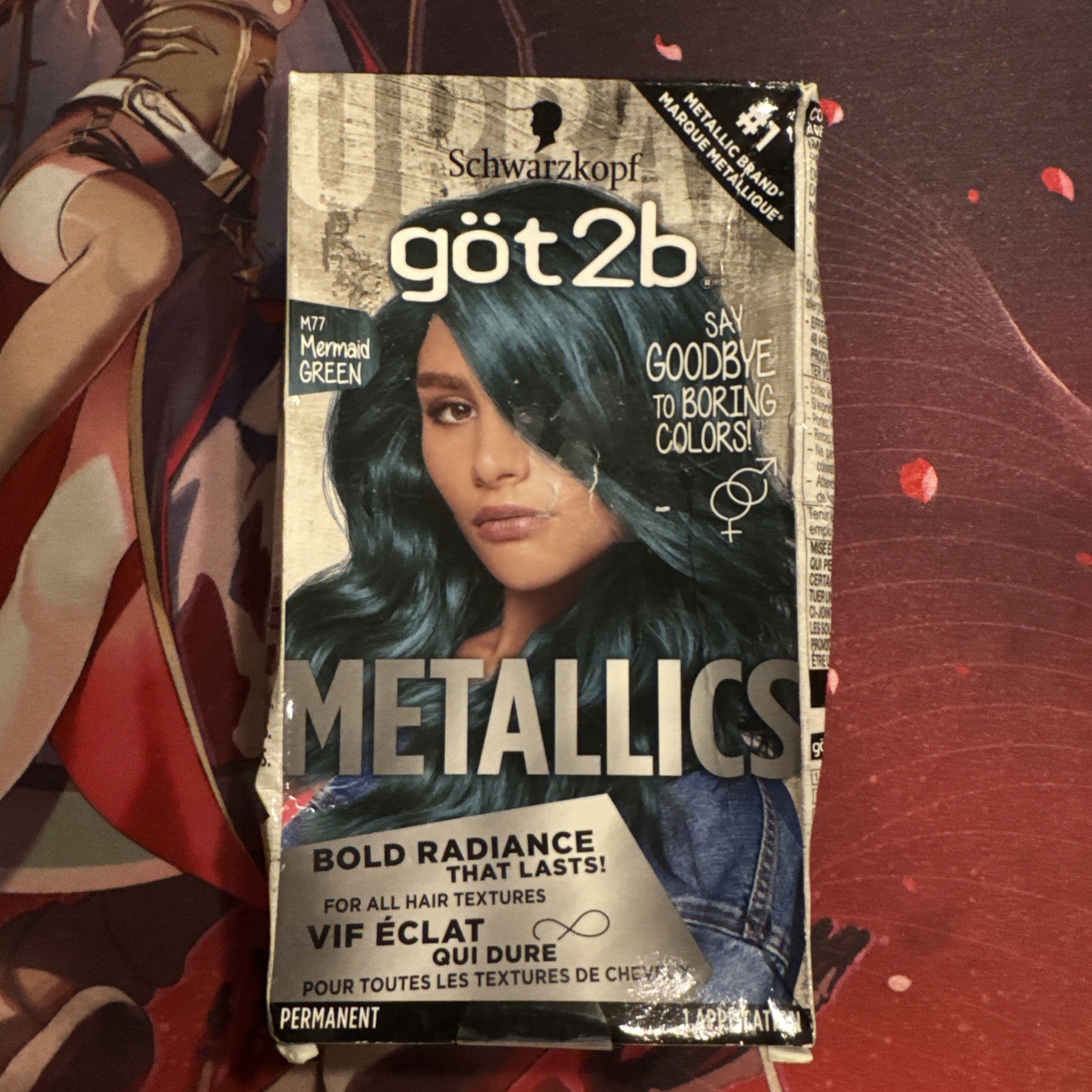 Schwarzkopf Got2b Metallic Permanent Hair Color, M77  MERMAID GREEN Damaged box
