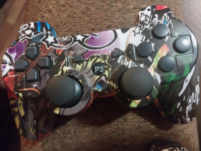 2 Pack Wired USB PS3 Controllers Gamepads Multicolor Graffiti Black 3ft