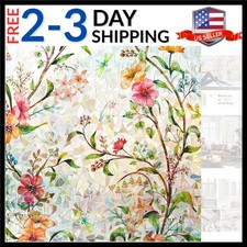 Window Privacy Film - Stained Glass Window Film Static Cling UV Heat Blocki...