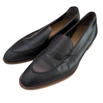 Everlane Minimalistic Black Leather Pointed Loafers | Office/Work/Casual-7.5
