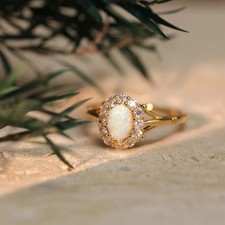 Opal Ring Mit Moissanit   Geburtsstein Oktobe...