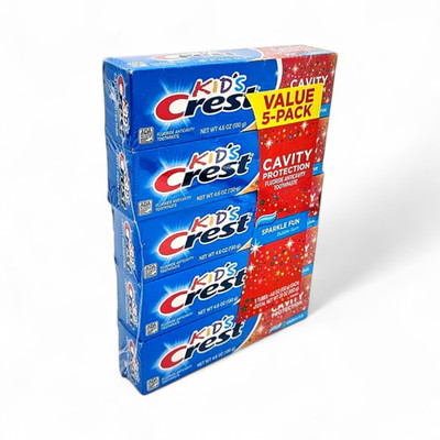 Crest Kid's Fluoride Anticavity Toothpaste, Sparkle Fun, 4.6 oz, 5 Pack