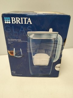 BRITA Wasserfilter Kanne Glas hellblau (2 5l) Premium Kanne aus Glas mit Smart