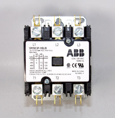 NEW ABB Definite Purpose Contactor DP25C3P-1/BL/B 3 Pole 110V 25A