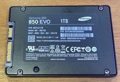 Samsung 850 EVO 1TB Internal SSD MZ-75E1T0 2.5 Inch SSD 97% health wiped