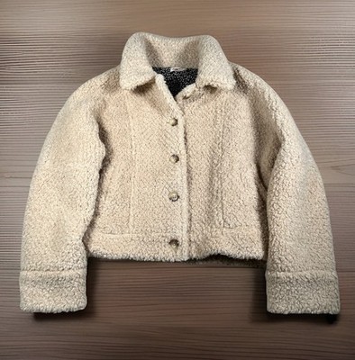 Faherty Timber Ridge High Pile Fleece Jacket in Snowfall Women Size Large-EUC