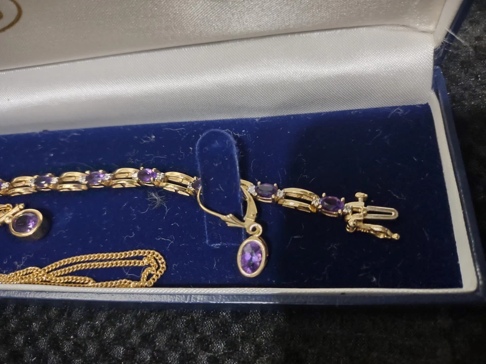 Impresionantes Pendientes Amatista 14k - Collar - Juego de Pulsera Foto 3 de 4