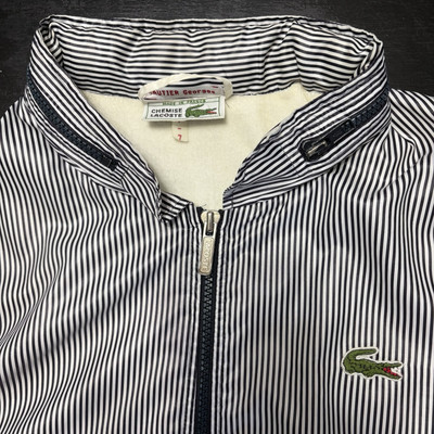Vintage Chemise Lacoste blue white striped Bomber style