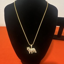 925 Yellow Sterling Silver Dog Charm Pendant ...