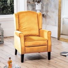 Airell 70cm Wide Yellow Velvet Wing Chair Recliner Living RoomFurniture RRP £289