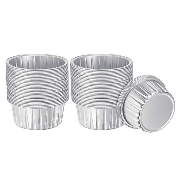 Silber Cupcake-FöRmchen, 100 StüCk Aluminiumfolie 5Oz Standard-Cupcake-FöRmchen-image