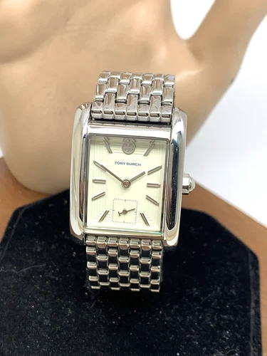 Tory Burch Women's Watch TBW1069 Eleanor Quartz Cream Dial Silver Steel Tank