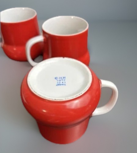 Lot Of 4 Holt Howard Red Ceramic Mug Set Mid-Century Japan #7461 Vintage 1972 - Picture 6 of 10