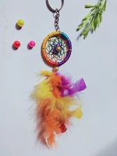 Dream Catcher Keytag handmade Feathers Key Ring Key Chain multicolour  keytags